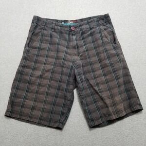 Point Zero Shorts Mens 32 Brown Plaid Casual Pockets Chino Outdoor Lightweight‎